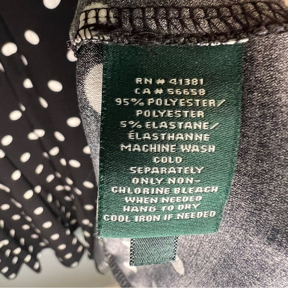 LRL Sleeveless A Line Dress Black White Polka Dot Sz 14P V Neck Classic Preppy - Picture 7 of 10